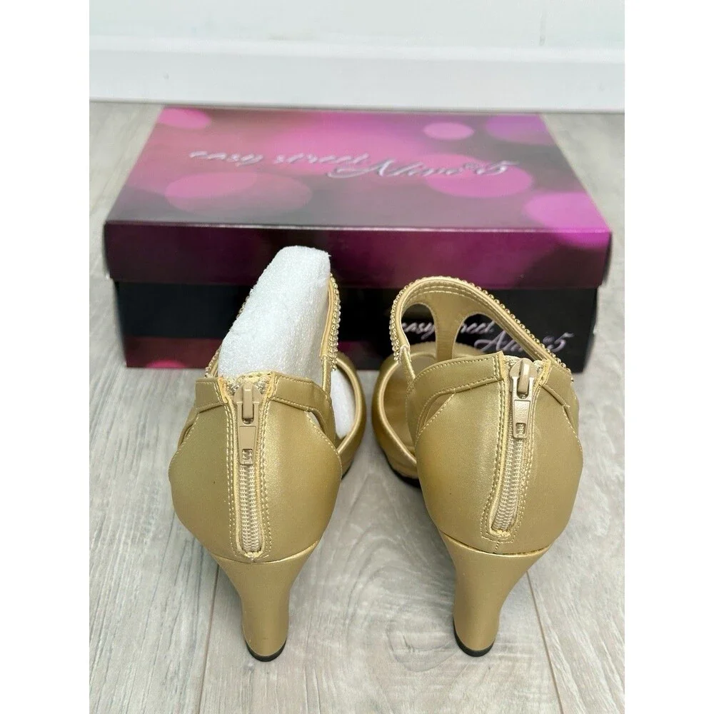 Easy Street Women's Flash Pumps Gold Satin - 10 Wide
